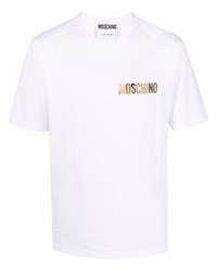 T-shirt à col rond imprimé blanc Moschino