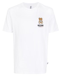 T-shirt à col rond imprimé blanc Moschino