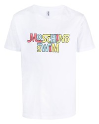 T-shirt à col rond imprimé blanc Moschino