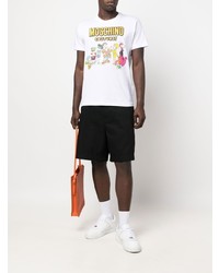 T-shirt à col rond imprimé blanc Moschino