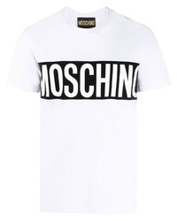 T-shirt à col rond imprimé blanc Moschino