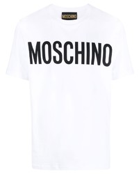 T-shirt à col rond imprimé blanc Moschino