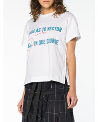 T-shirt à col rond imprimé blanc Sacai