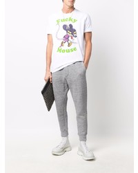 T-shirt à col rond imprimé blanc DSQUARED2