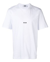 T-shirt à col rond imprimé blanc MSGM