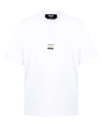 T-shirt à col rond imprimé blanc MSGM