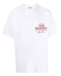 T-shirt à col rond imprimé blanc MSGM