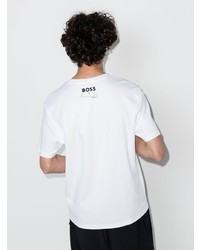 T-shirt à col rond imprimé blanc BOSS