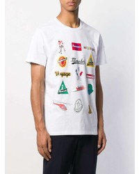 T-shirt à col rond imprimé blanc Moncler