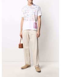 T-shirt à col rond imprimé blanc Junya Watanabe MAN