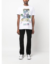 T-shirt à col rond imprimé blanc Philipp Plein