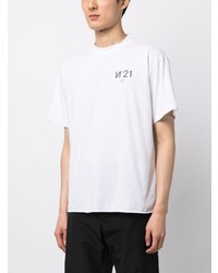 T-shirt à col rond imprimé blanc N°21