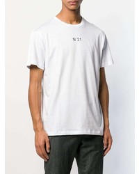 T-shirt à col rond imprimé blanc N°21