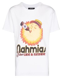 T-shirt à col rond imprimé blanc Nahmias