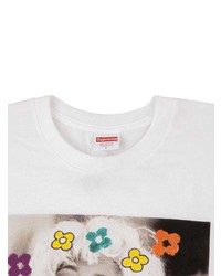 T-shirt à col rond imprimé blanc Supreme