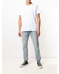 T-shirt à col rond imprimé blanc VISVIM