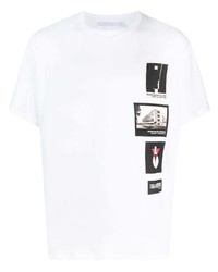 T-shirt à col rond imprimé blanc Neil Barrett