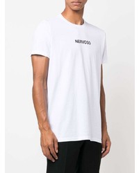 T-shirt à col rond imprimé blanc Aspesi