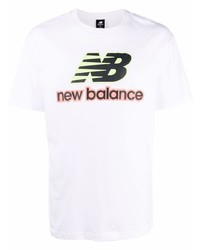 T-shirt à col rond imprimé blanc New Balance
