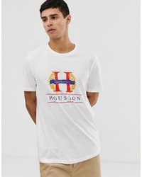 T-shirt à col rond imprimé blanc New Look