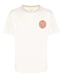 T-shirt à col rond imprimé blanc Nicholas Daley
