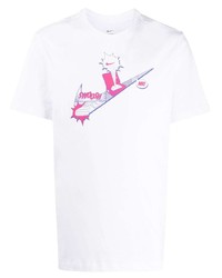 T-shirt à col rond imprimé blanc Nike