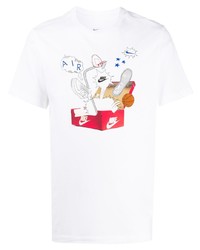 T-shirt à col rond imprimé blanc Nike