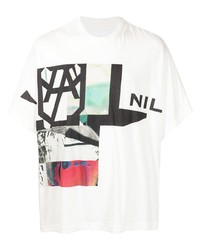 T-shirt à col rond imprimé blanc Niløs