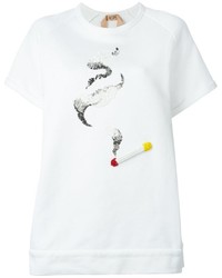 T-shirt à col rond imprimé blanc No.21