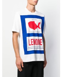 T-shirt à col rond imprimé blanc Junya Watanabe