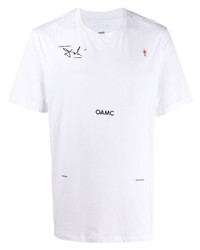 T-shirt à col rond imprimé blanc Oamc