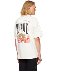 T-shirt à col rond imprimé blanc Rhude