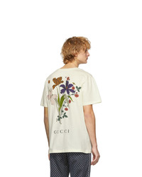 T-shirt à col rond imprimé blanc Gucci