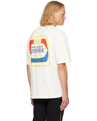 T-shirt à col rond imprimé blanc Rhude