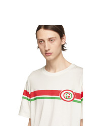 T-shirt à col rond imprimé blanc Gucci