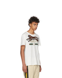 T-shirt à col rond imprimé blanc Gucci