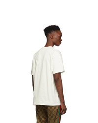 T-shirt à col rond imprimé blanc Gucci