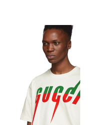 T-shirt à col rond imprimé blanc Gucci