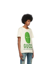 T-shirt à col rond imprimé blanc Gucci