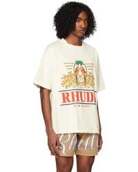 T-shirt à col rond imprimé blanc Rhude