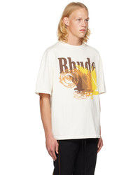 T-shirt à col rond imprimé blanc Rhude