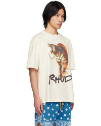 T-shirt à col rond imprimé blanc Rhude