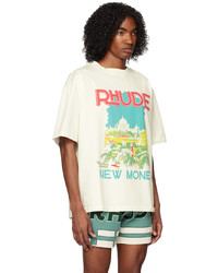 T-shirt à col rond imprimé blanc Rhude