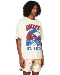 T-shirt à col rond imprimé blanc Rhude