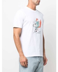 T-shirt à col rond imprimé blanc MAISON KITSUNÉ