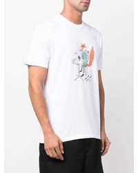 T-shirt à col rond imprimé blanc MAISON KITSUNÉ