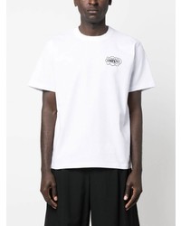 T-shirt à col rond imprimé blanc Sacai