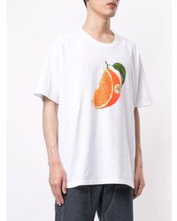 T-shirt à col rond imprimé blanc Stussy