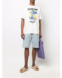 T-shirt à col rond imprimé blanc MSGM