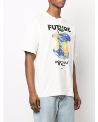 T-shirt à col rond imprimé blanc MSGM